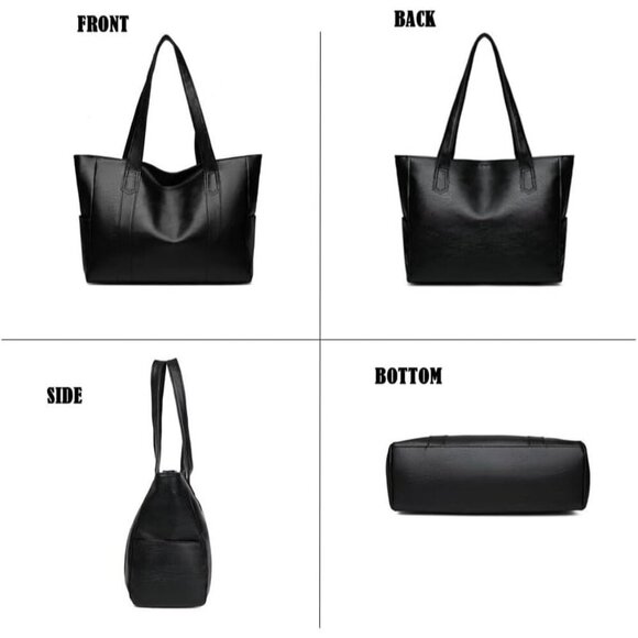 YXQSED PU Leather Tote Bag for Women – Waterproof Big Shoulder Handbag - Picture 4 of 8